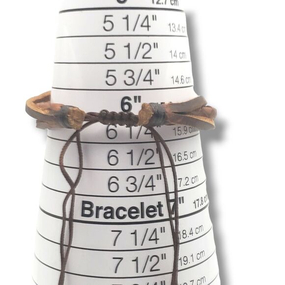 Multiple Strap Brown Leather  Bracelet Adjustable Stackable Unisex - Picture 6 of 10